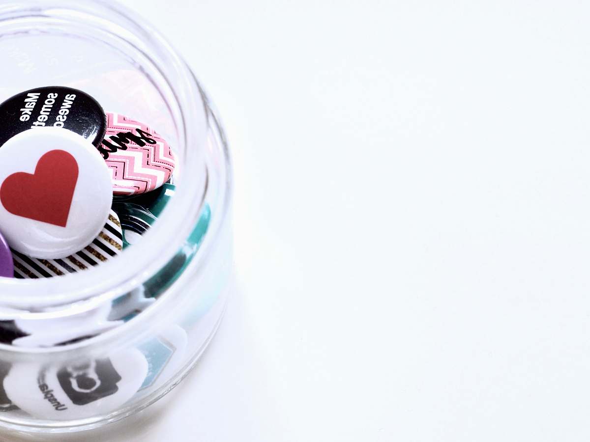 australia clear jar with buttons badge